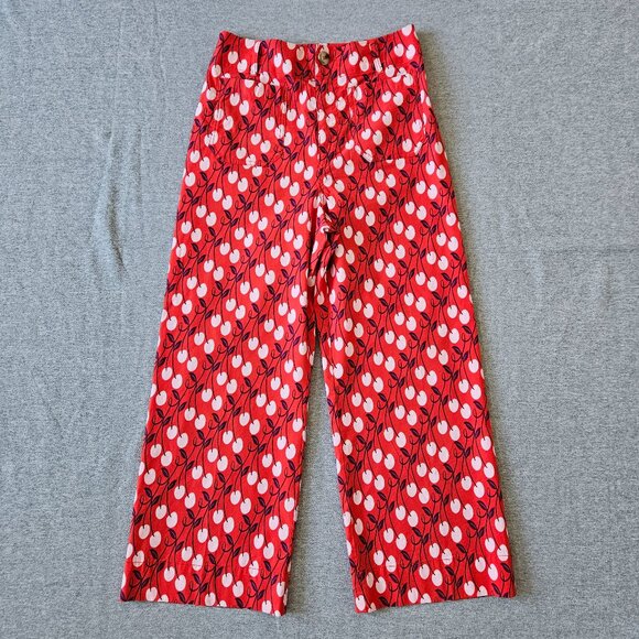 Maeve Denim - Maeve by Anthropologie The Colette Cherries Cropped Wide-Leg Pants 29 Cherry